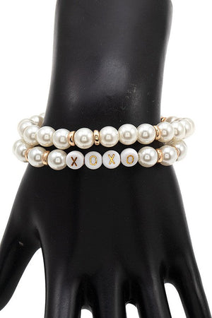 XOXO Pearl Bead Bracelet Set