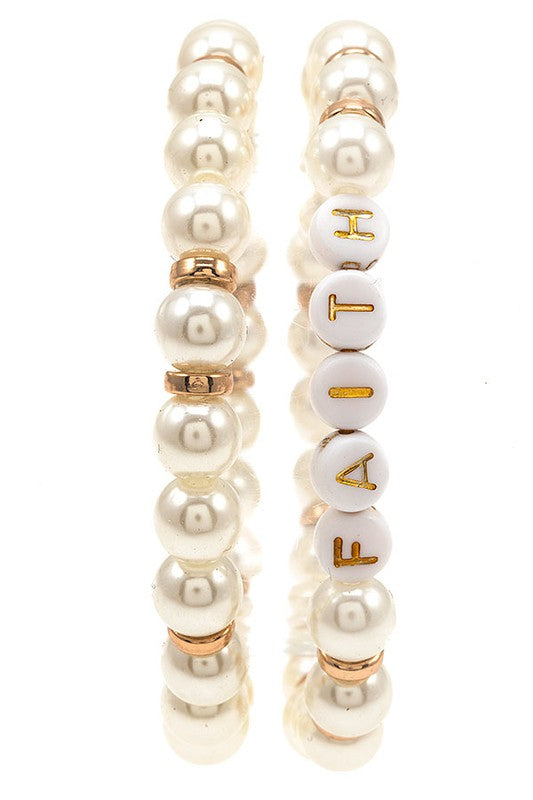 Faith Pearl Bracelet Set
