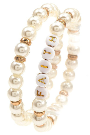 Faith Pearl Bracelet Set