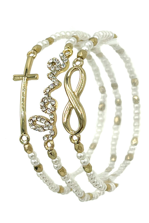 Love Infinity Pearl Bracelet Set