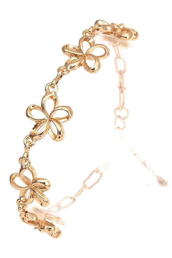 Floral Outline Link Chain Bracelet