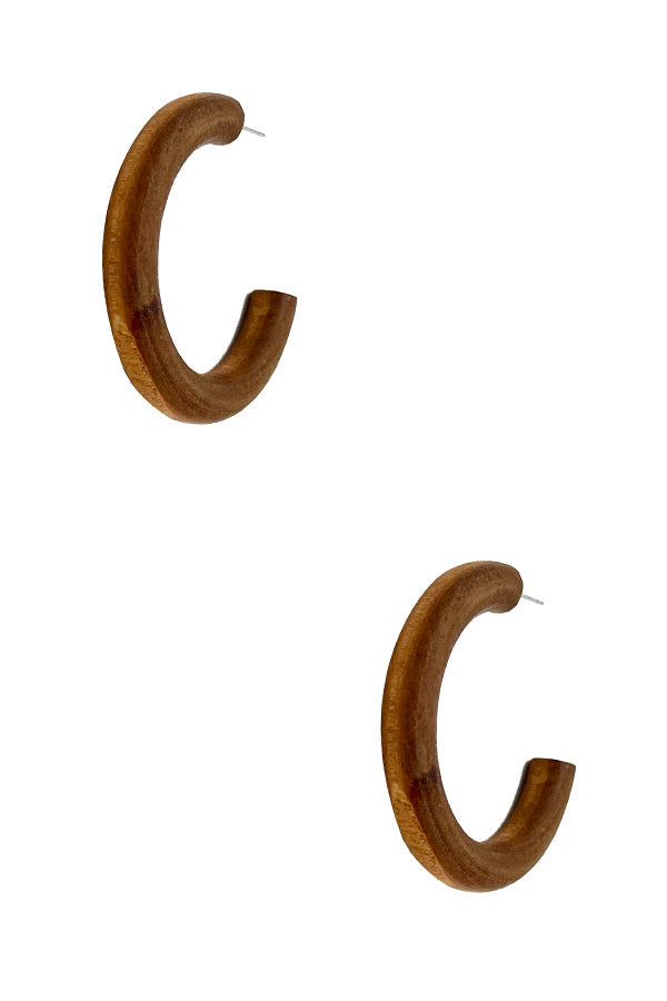 Wood Semi Hoop Earring