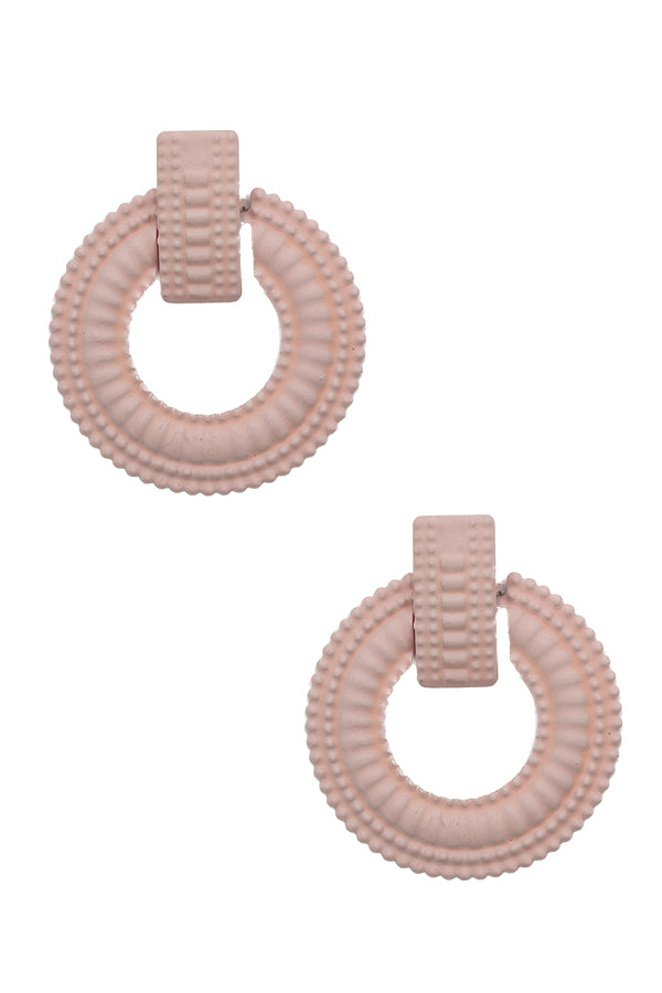 Line Etched Round Drop Earring