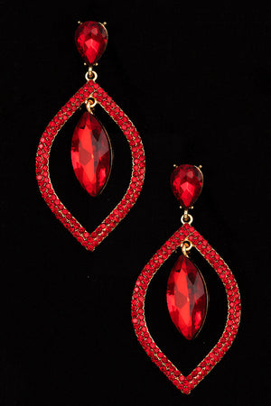 MARQUISE RHINESTONE FRAMED EVENING EARRING