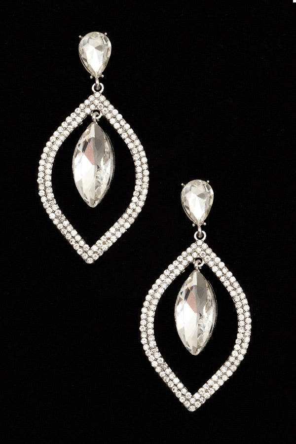 MARQUISE RHINESTONE FRAMED EVENING EARRING