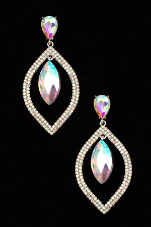 MARQUISE RHINESTONE FRAMED EVENING EARRING