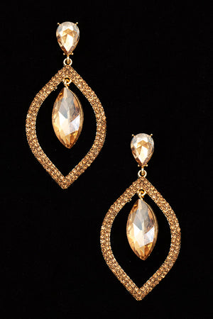 MARQUISE RHINESTONE FRAMED EVENING EARRING