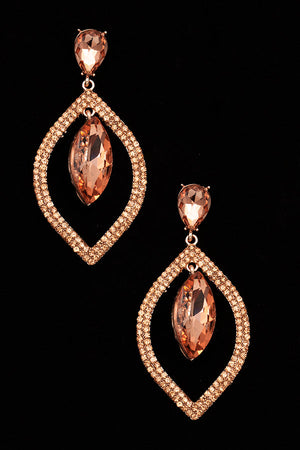 MARQUISE RHINESTONE FRAMED EVENING EARRING