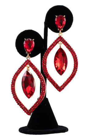 MARQUISE RHINESTONE FRAMED EVENING EARRING