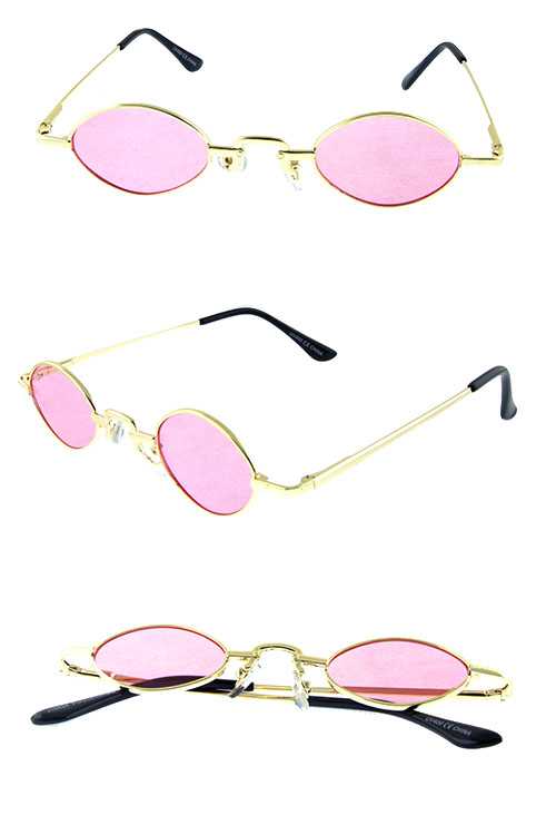 Womens metal retro rounded oval sunglasses