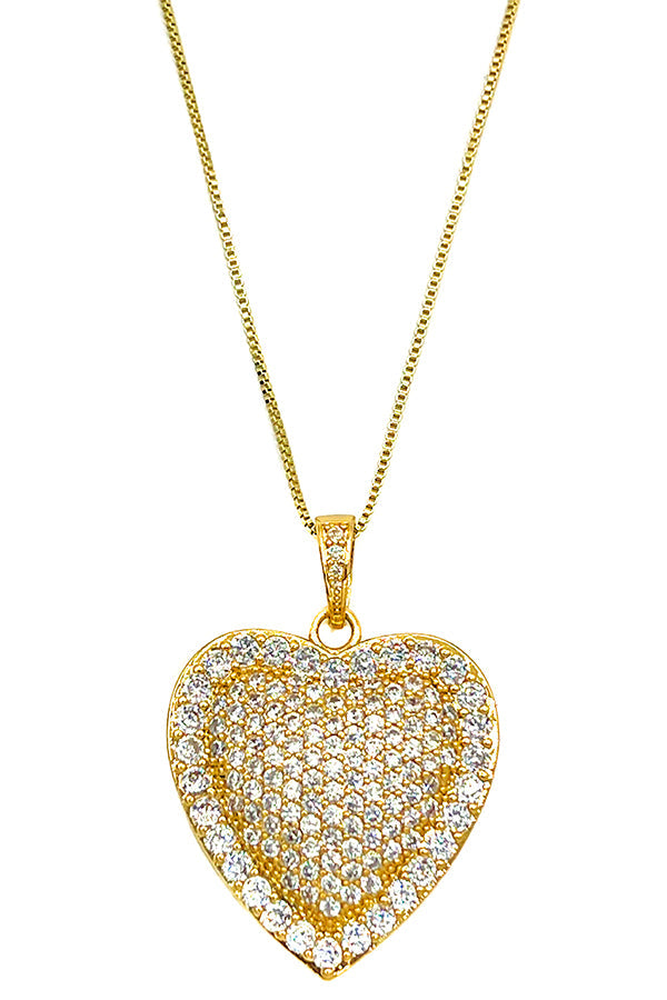 Rhinestone Pave Heart Pendant Necklace