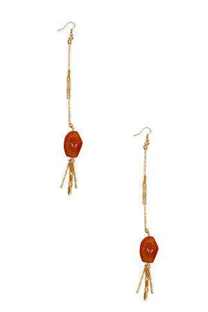 Oblong Bead Gemstone Dangle Earring