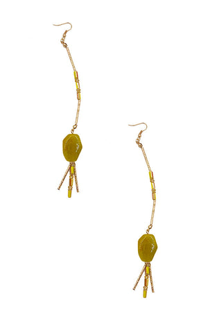 Oblong Bead Gemstone Dangle Earring