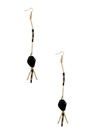 Oblong Bead Gemstone Dangle Earring