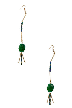 Oblong Bead Gemstone Dangle Earring