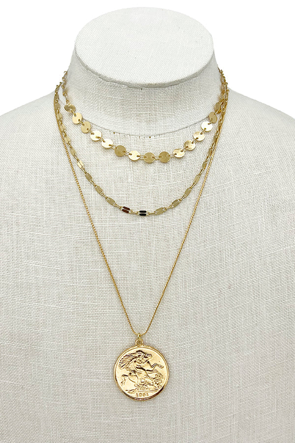 Layered Coin Pendant Necklace