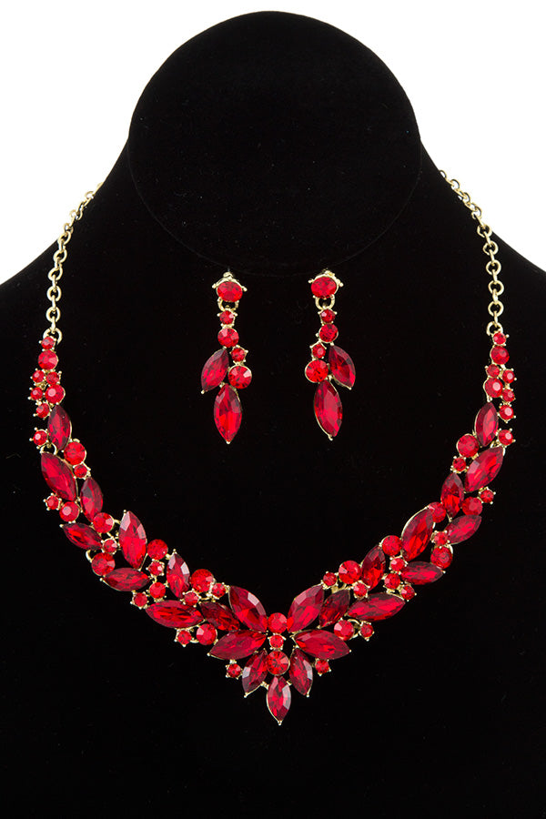 CRYSTAL MARQUISE BIB NECKLACE SET