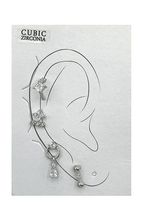 Cubic Zirconia Drop Post Earring Set