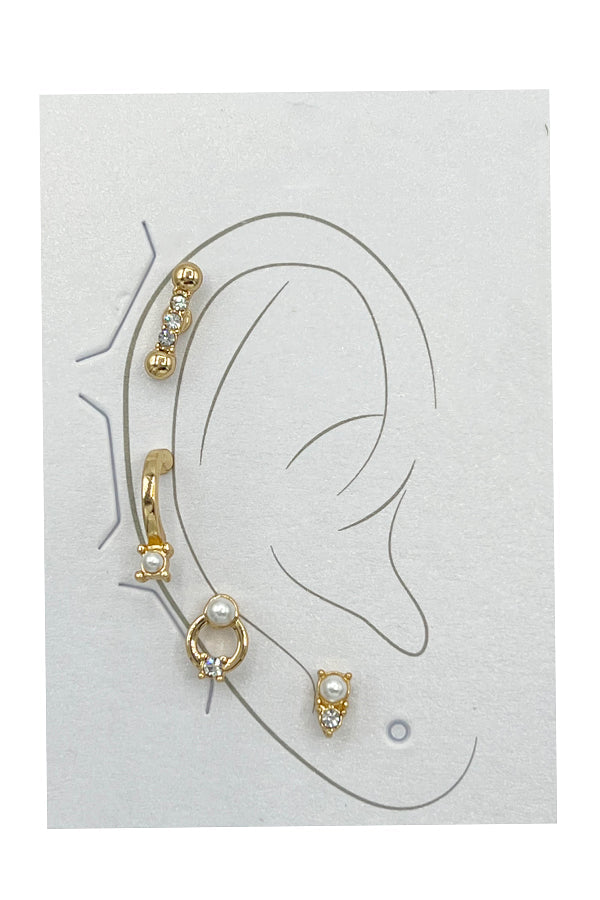 Pearl Gem Pave Mix Earring Set