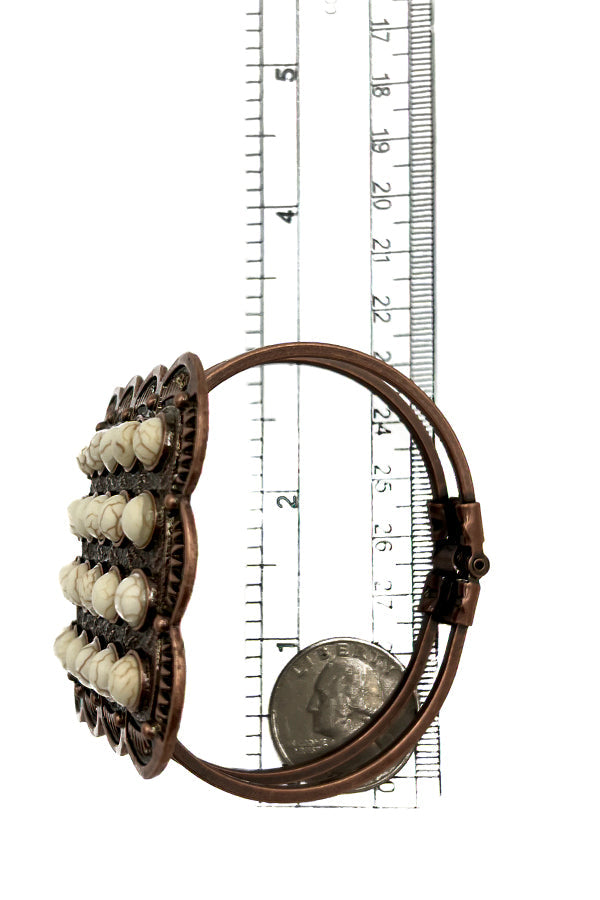 Rectangle Gemstone Accent Hinge Bangle Bracelet