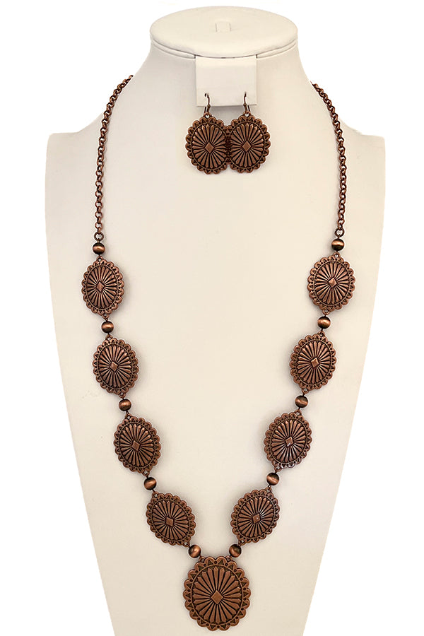 Link Etched Concho Necklace Set