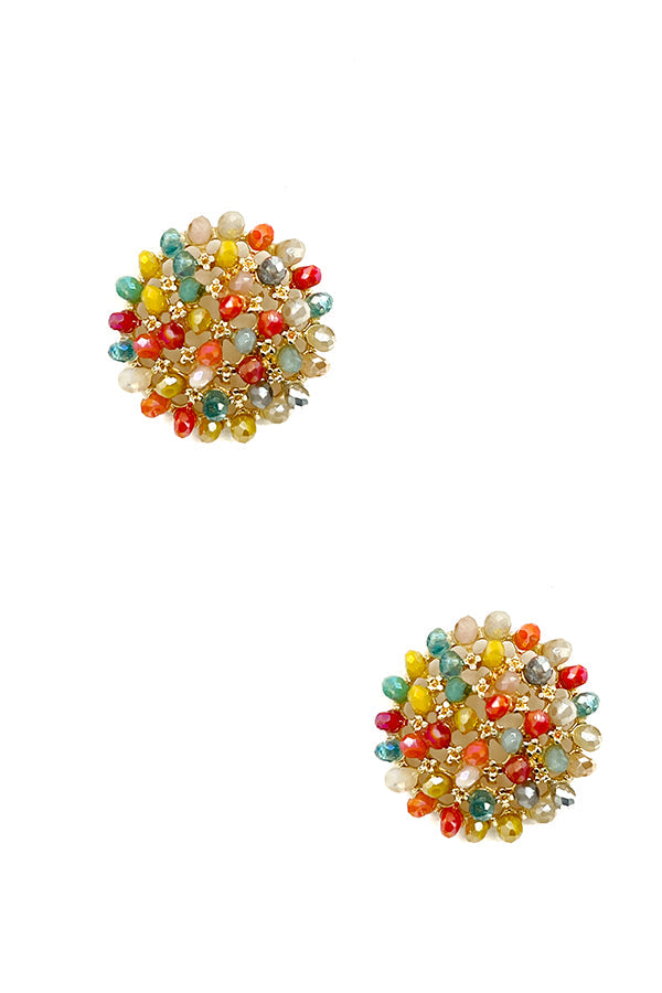 Faceted Glass Bead Round Post Earring