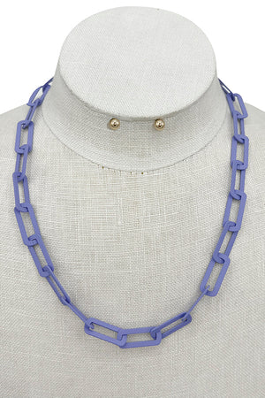 Flat Chain Link Necklace Set