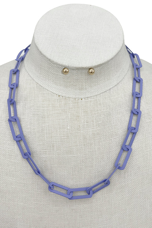 Flat Chain Link Necklace Set