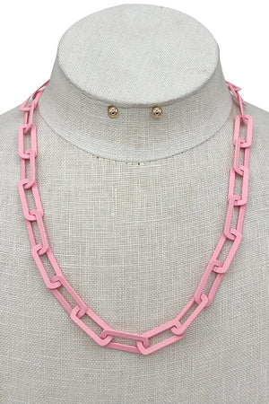 Flat Chain Link Necklace Set