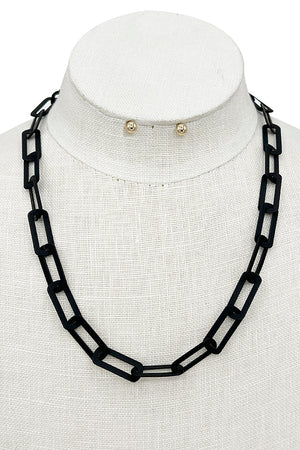 Flat Chain Link Necklace Set