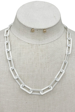 Flat Chain Link Necklace Set