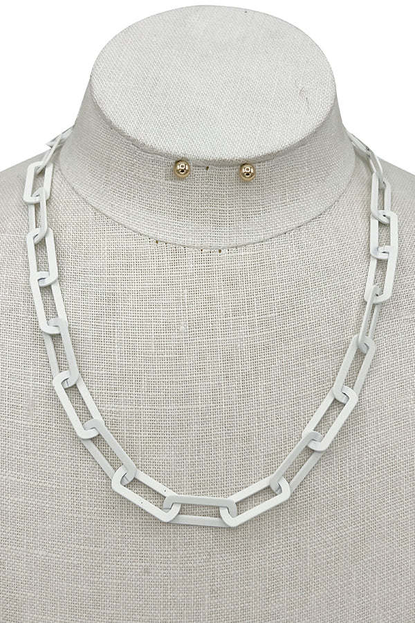 Flat Chain Link Necklace Set