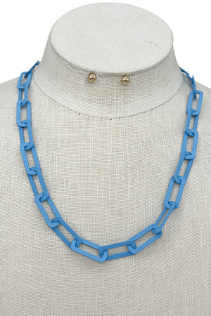 Flat Chain Link Necklace Set