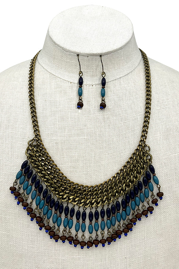 Fringe Bead Ornate Necklace Set