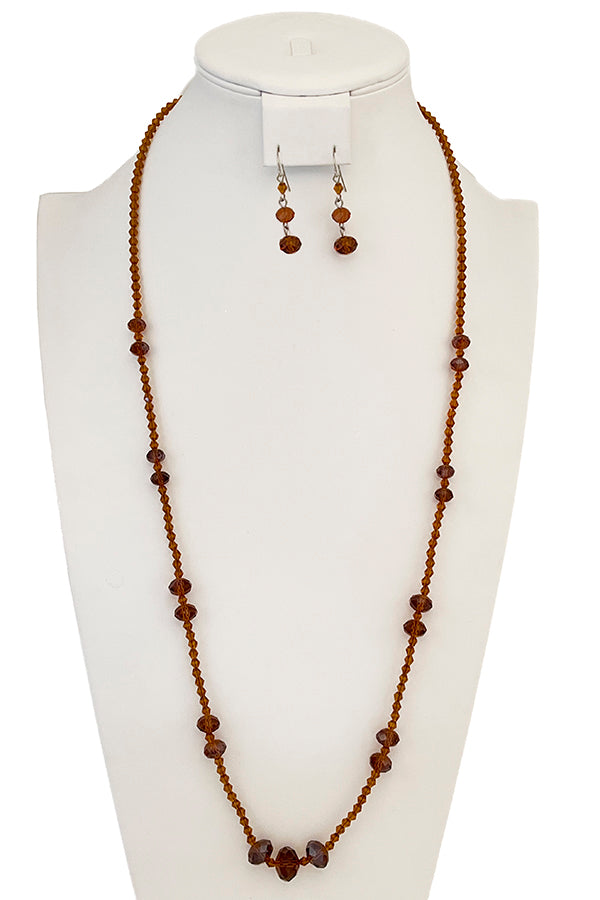 Elongated Glass Bead Fashion Necklace Set