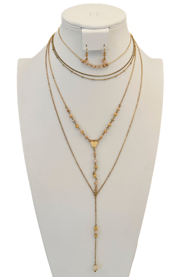 Layered Bead Fashion Necklace Set