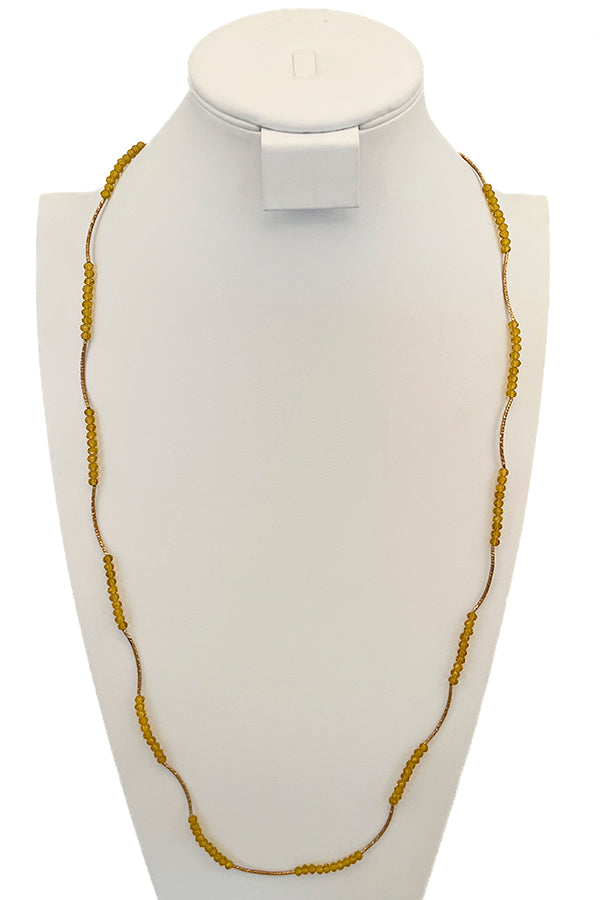 Elongated Bead Curved Bar Necklace