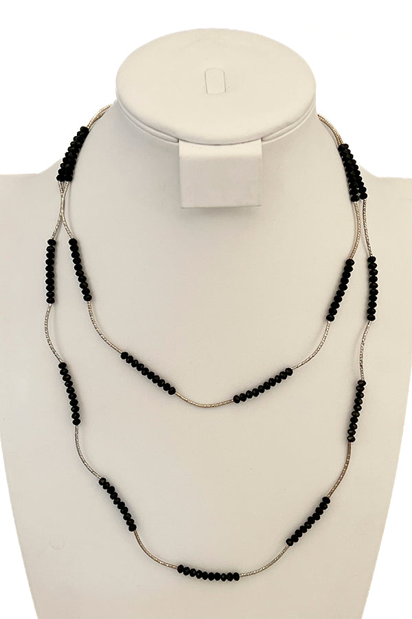 Elongated Bead Curved Bar Necklace