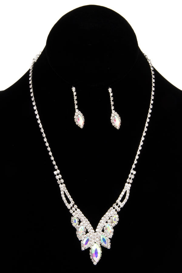 MARQUISE CUT GEM EVENING NECKLACE SET