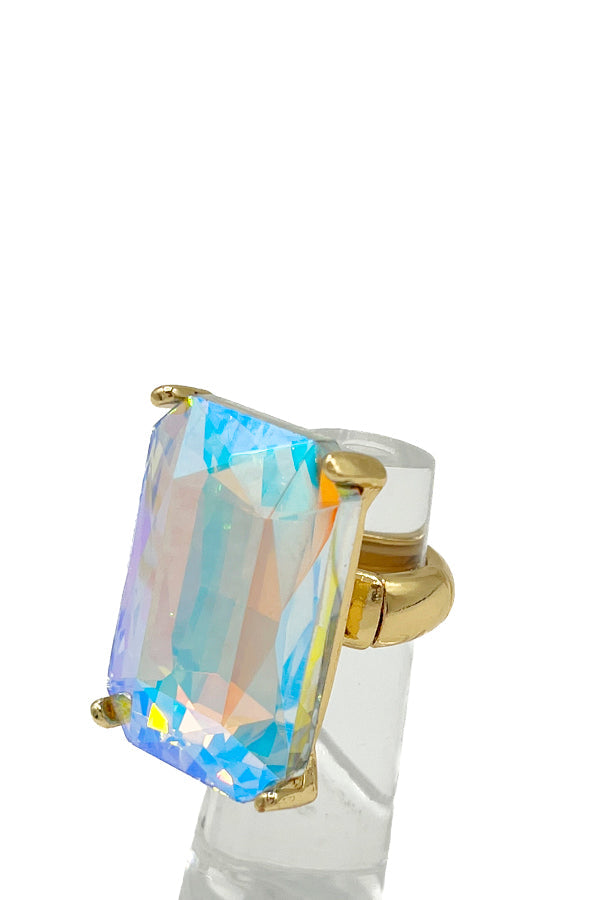 Faceted Rectangle Gem Stretch Ring