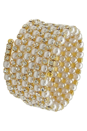 Wrap Rheinstone Pearl Bracelet