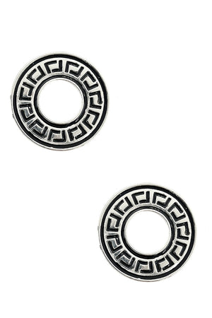 Maze Detail Round Post Earring