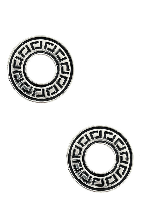 Maze Detail Round Post Earring