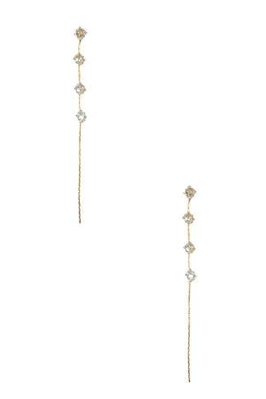 Square Framed Single Chain Accent Drop Earring