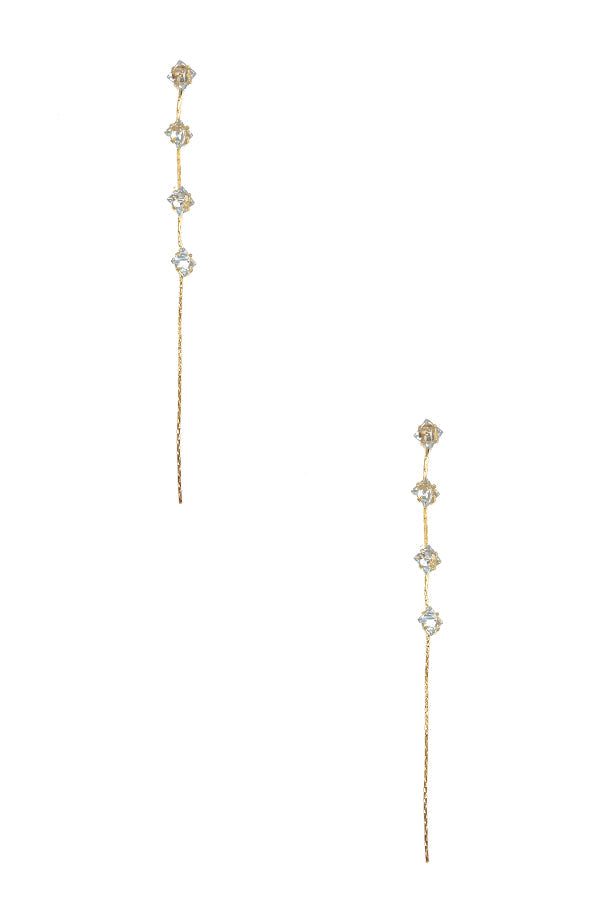 Square Framed Single Chain Accent Drop Earring