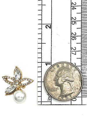 Crystal Gem Pearl Floral Post Earring