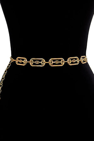 Oval CC Accent Metal Chain Belt