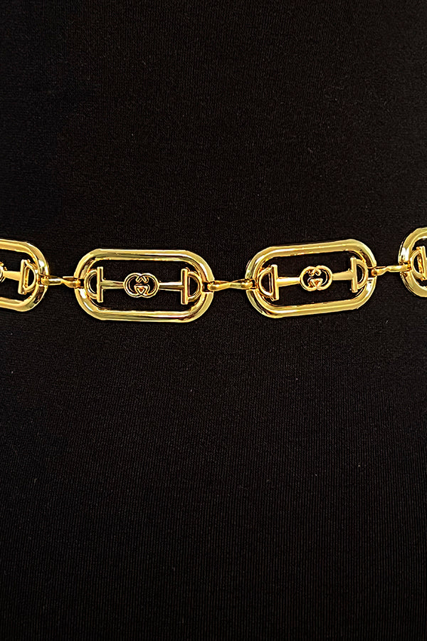 Oval CC Accent Metal Chain Belt