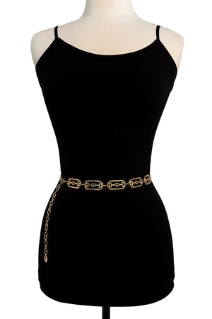 Oval CC Accent Metal Chain Belt