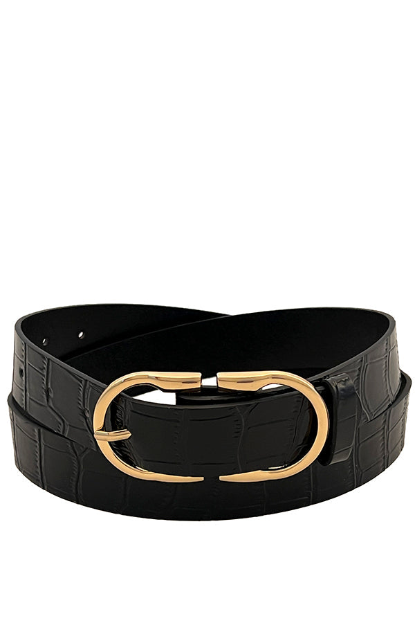 Croc Pattern Detail Faux Leather Belt